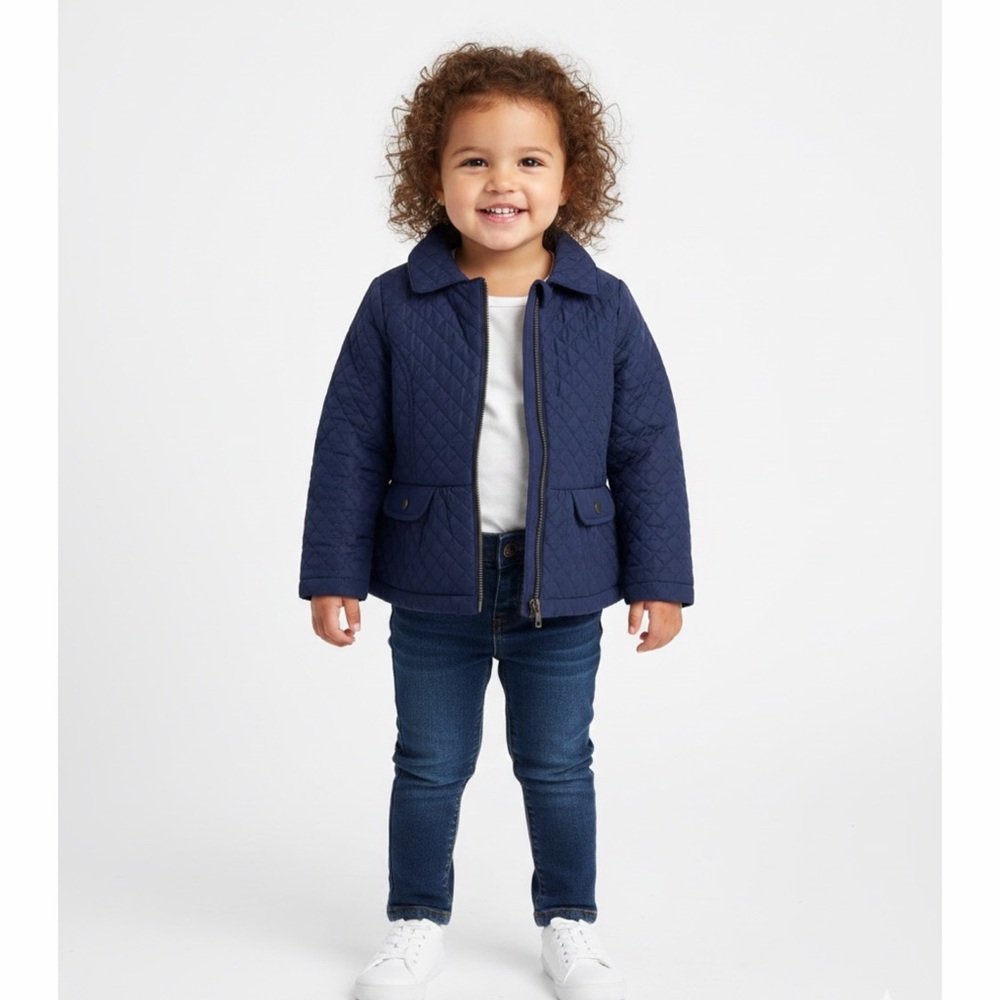 Gymboree Navy‎ Quilted Jacket Girls Size 5/6 Lightweight Zip Up Coat